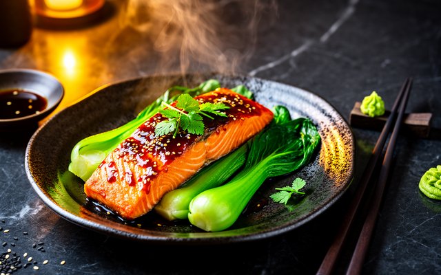 Teriyaki Glazed Salmon with Bok Choy